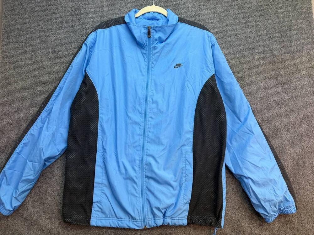Nike Men’s XL Blue Black Mesh Panel Full Zip Track Jacket Windbreaker